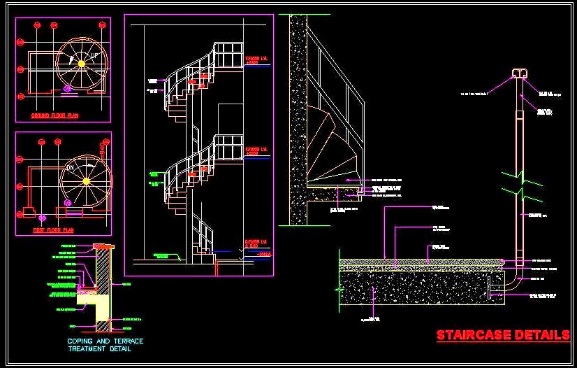 Circular Staircase Design with MS Railing and Fixing Details